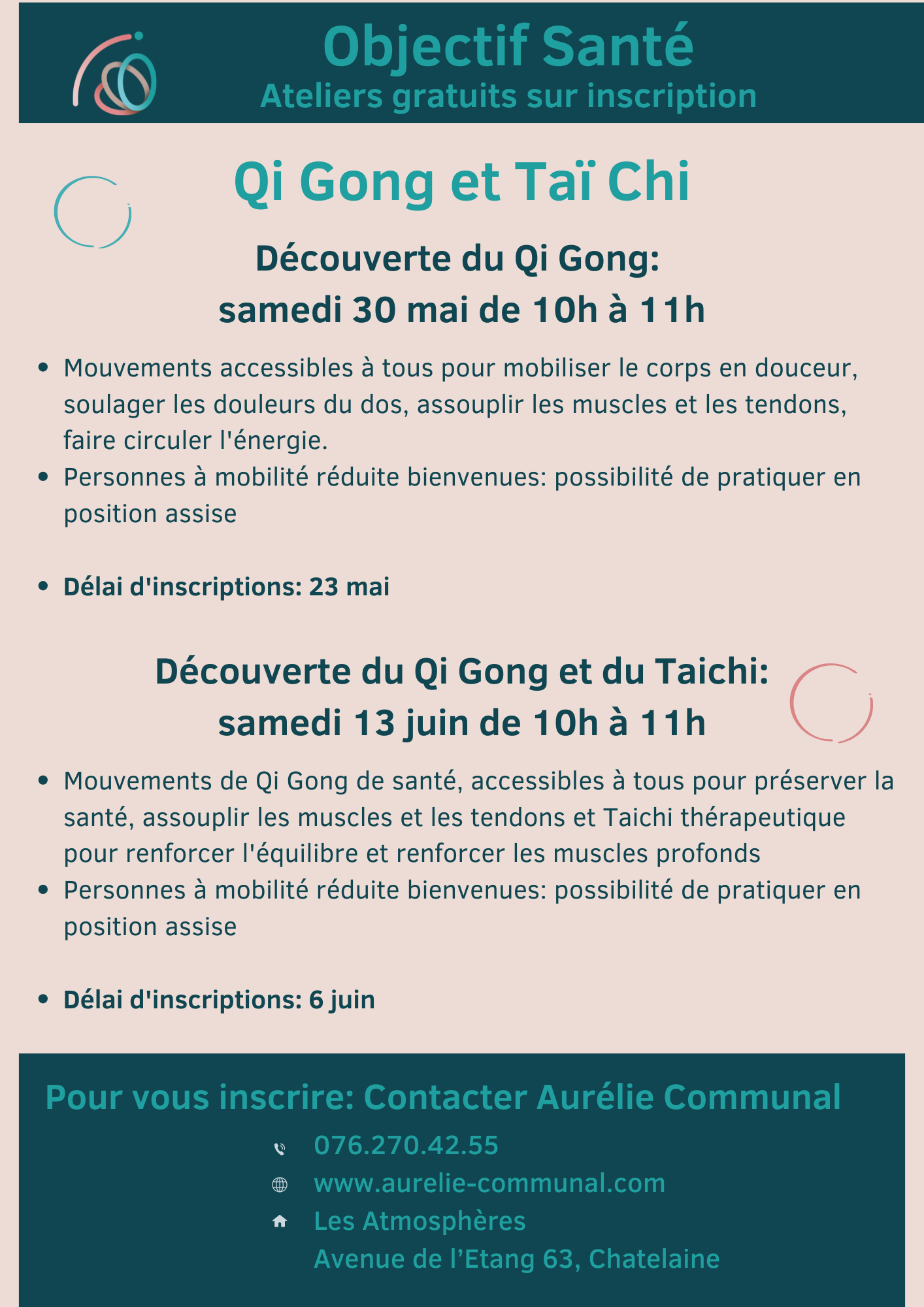 Ateliers gratuits: découverte du Qi Gong et Taichi